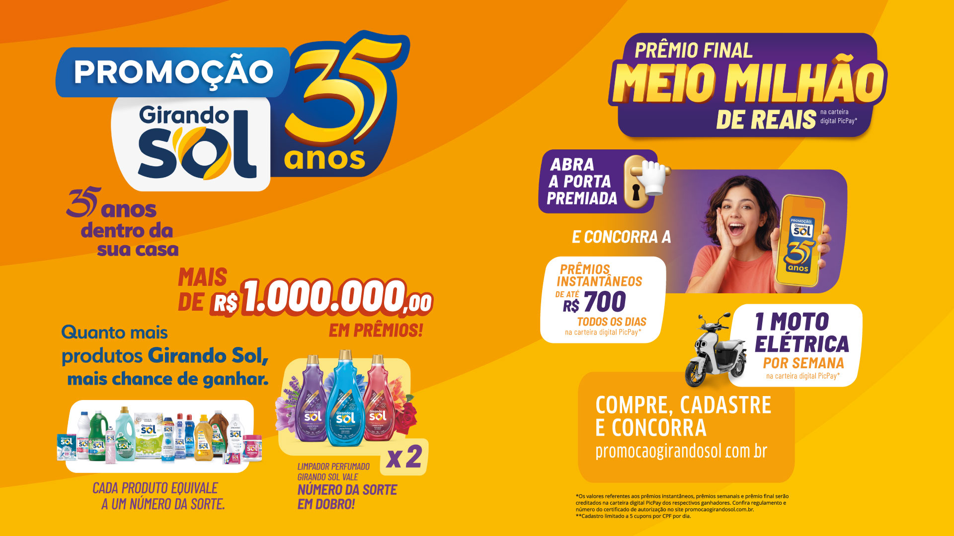 Promoção Girando Sol 35 anos vai distribuir mais de R$ 1 milhão em prêmios