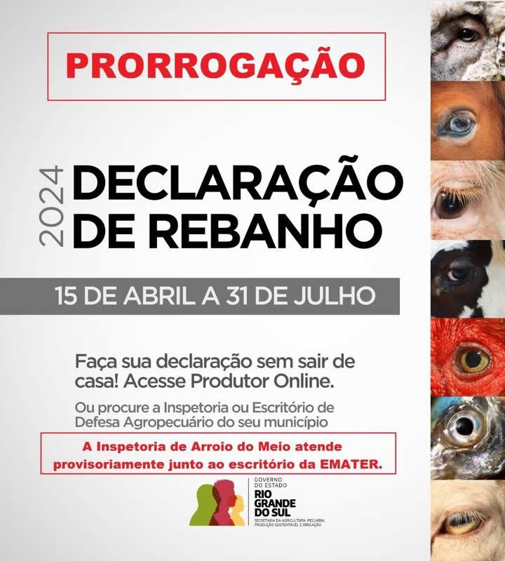 Produtores têm até 31 de julho para realizarem a declaração de rebanho